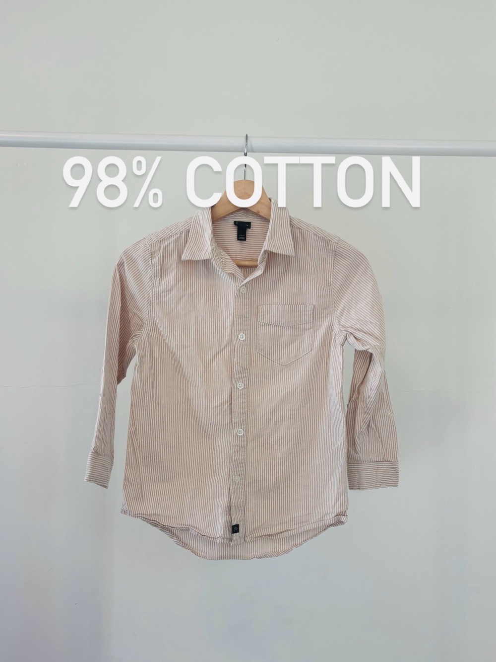 Art Class Boys Lightweight Striped Button-Up Shirt - Beige | 98% Cotton